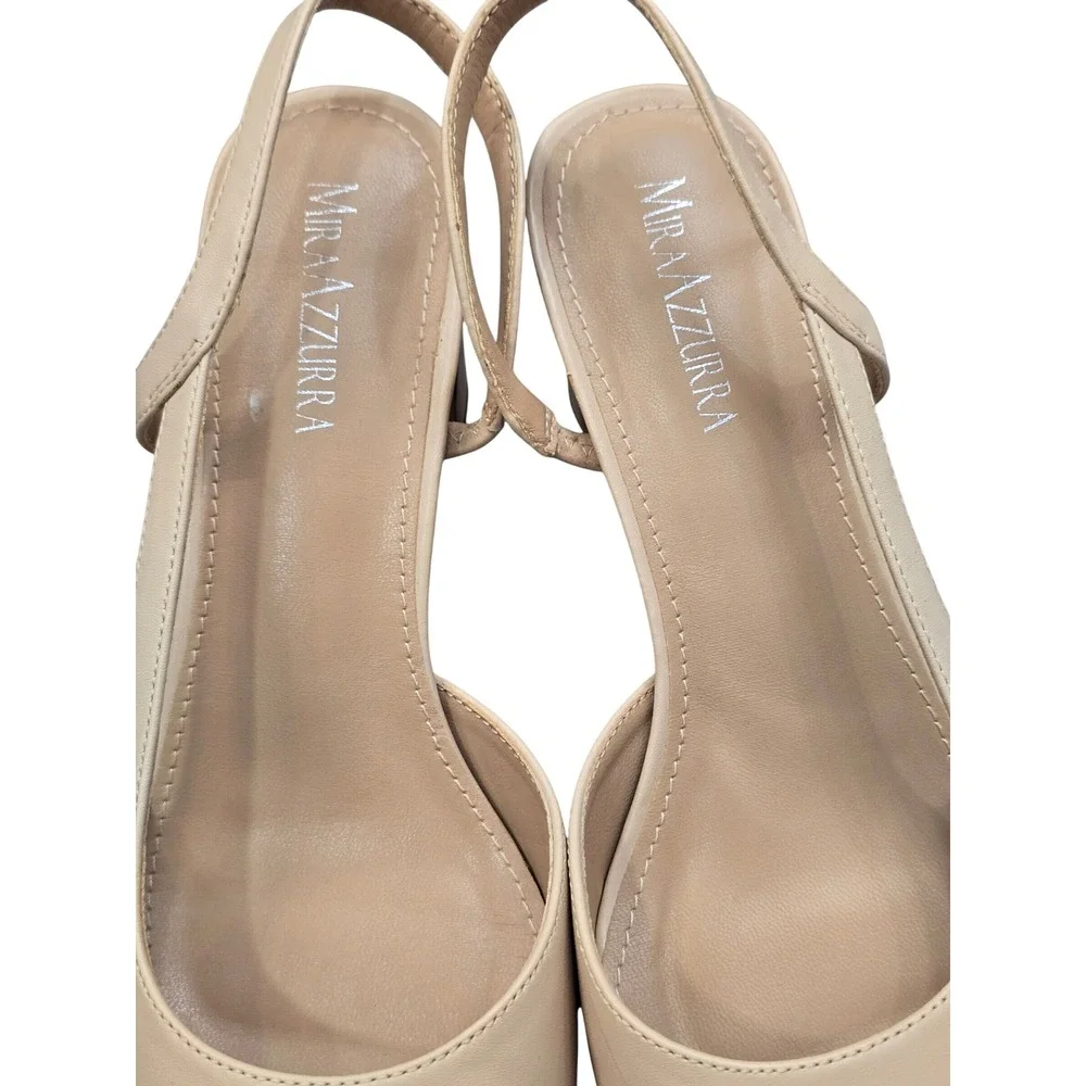 Mira Azzurra Beige Black Cap Toe Slingback‎ Heels 8 Quiet Luxury Classic Preppy